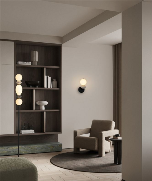 NL Pallin Light Grey Ceramic & Opal Glass Wall Light - ID 13853