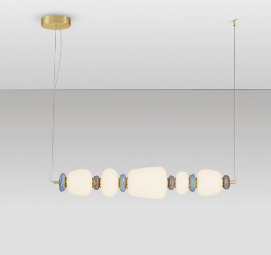 NL Palor Coloured Porcelain & Opal Glass Linear Pendant - ID 13865