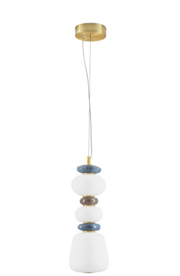 NL Palor Coloured Porcelain & Opal Glass Tall Pendant - ID 13866