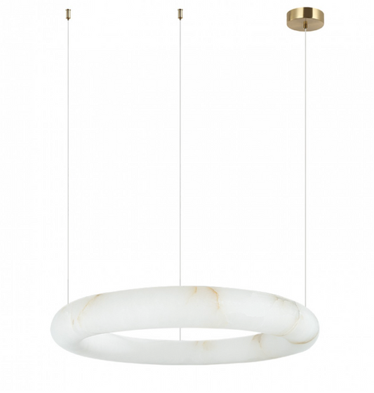 ZAM Alabaster Medium Ring Pendant With Satin Brass Ceiling Plate - ID 13886