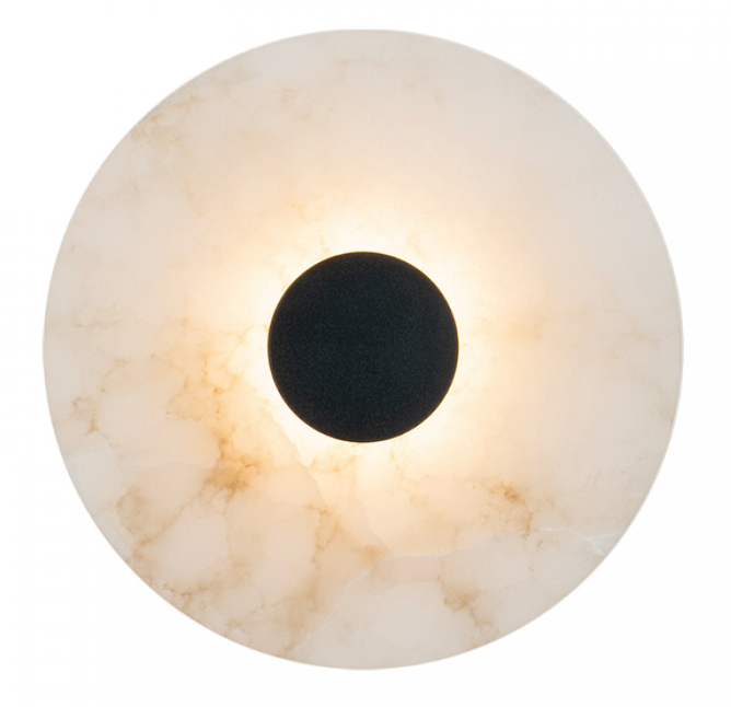 ZAM Alabaster Wall Light with Black Disc Detail ID 13895