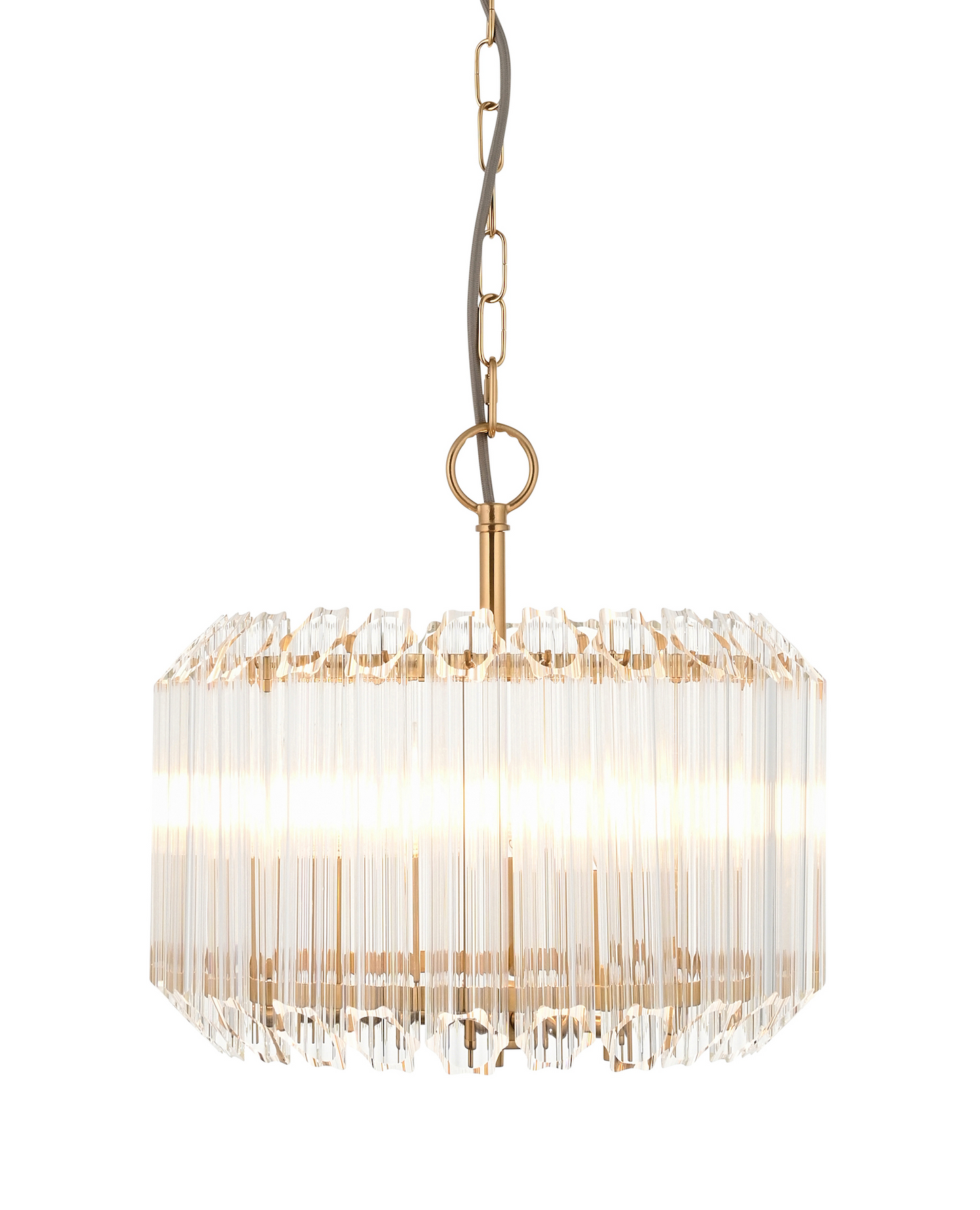 MBL ID 13978 brushed brass & glass chandelier 3 light 36cm diameter