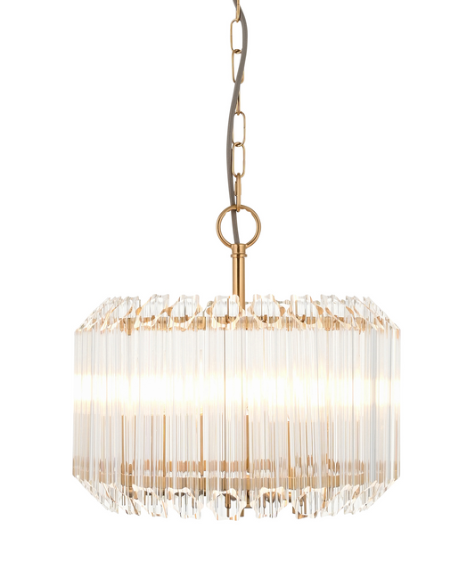 MBL ID 13978 brushed brass & glass chandelier 3 light 36cm diameter