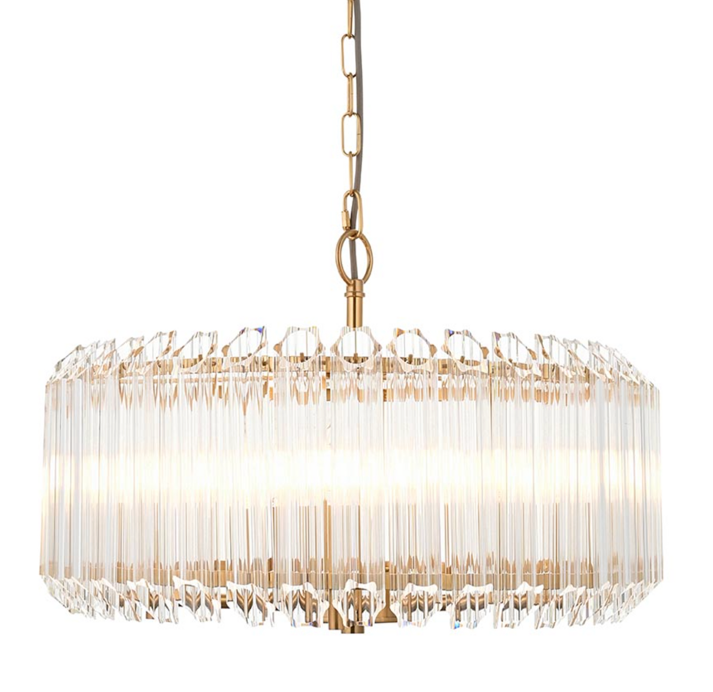 MBL ID 13979 brushed brass & glass chandelier 5 light 52cm diameter