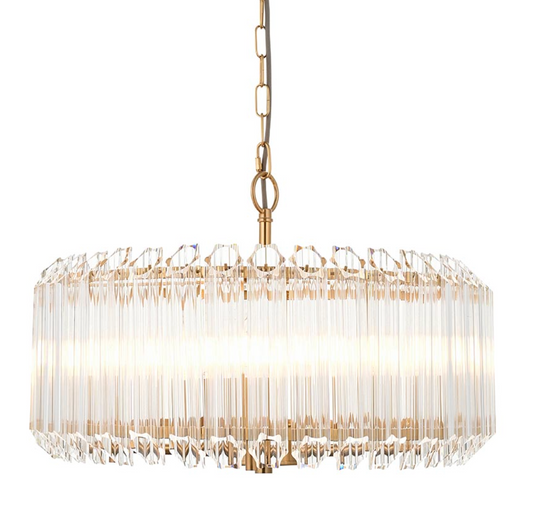 MBL ID 13979 brushed brass & glass chandelier 5 light 52cm diameter
