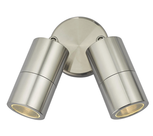 Tyndrum Satin Aluminium Outdoor IP65 Wall Mounted Twin Spot Light