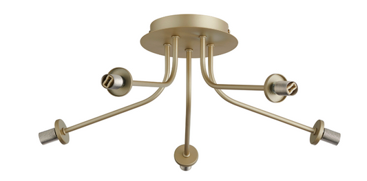 INS ID 13996 50cm Semi Flush 5 Light Pale Beige With 12cm Round Cognac Outer Frosted Inner Globe