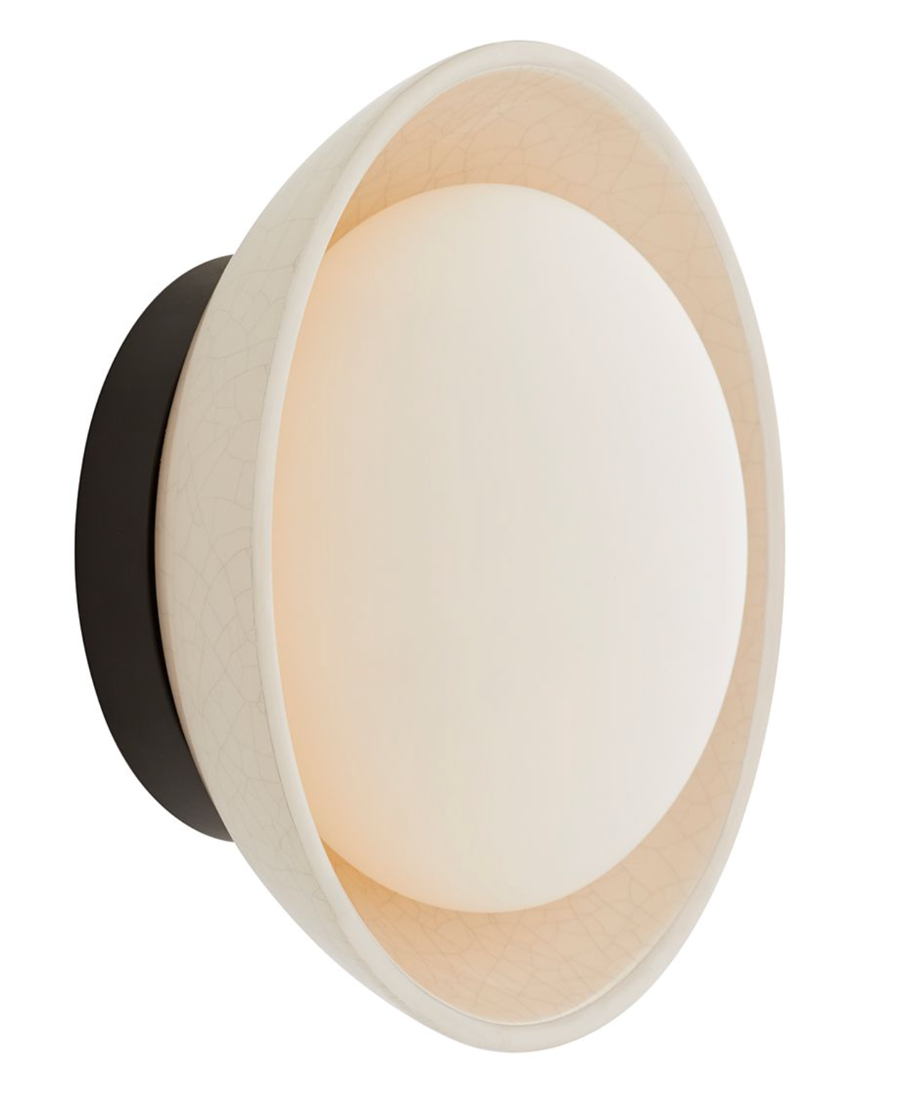 Ceramic Ivory Stained Crackle & Blackened Steel 1 Light Wall -  ID 14018