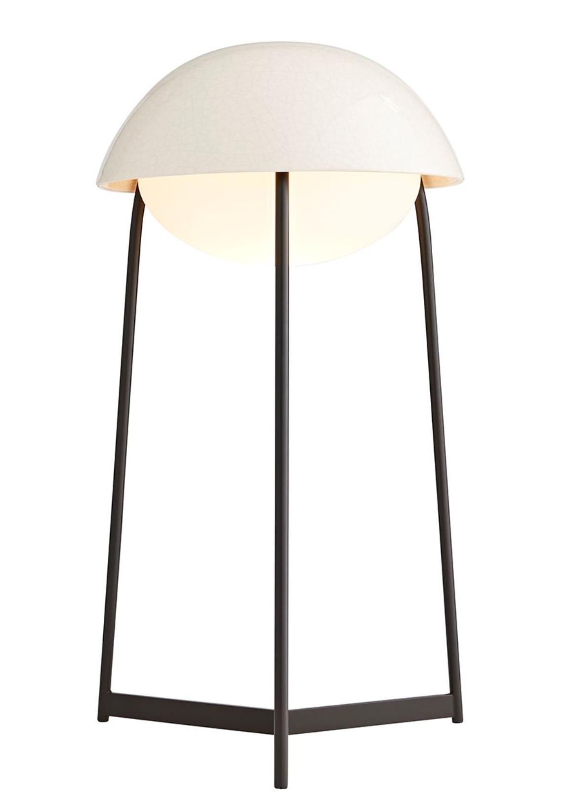 Ceramic Ivory Stained Crackle & Blackened Steel 1 Light Table Lamp -  ID 14019