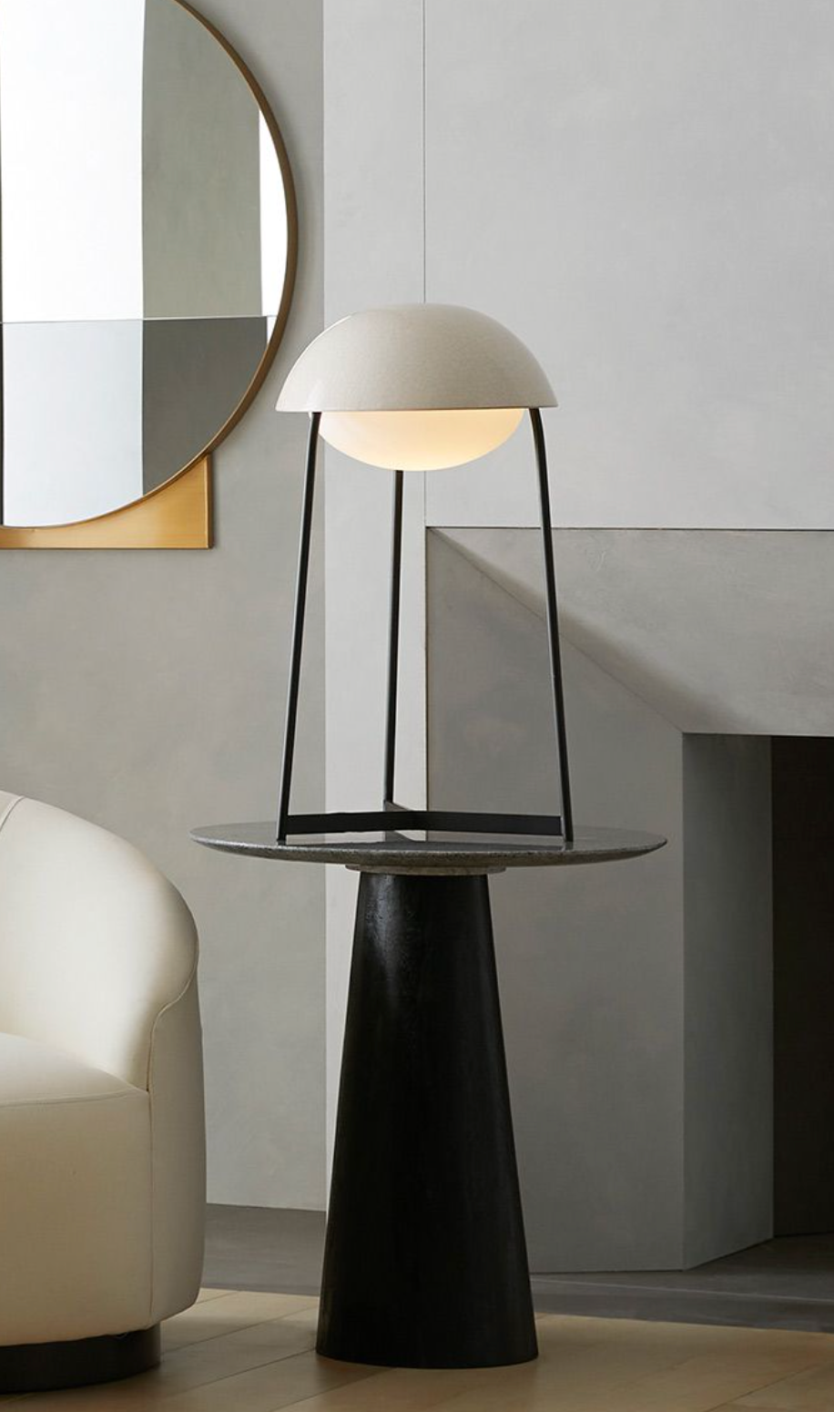 Ceramic Ivory Stained Crackle & Blackened Steel 1 Light Table Lamp -  ID 14019