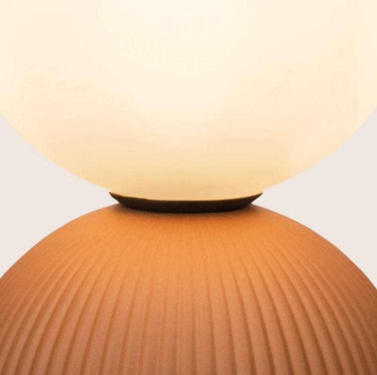 ZAM Terracotta Clay & Opal Glass Table Lamp - ID 14052