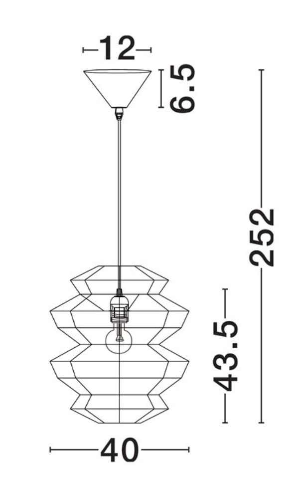 NL ID 14067 rope mesh pendant black finish medium