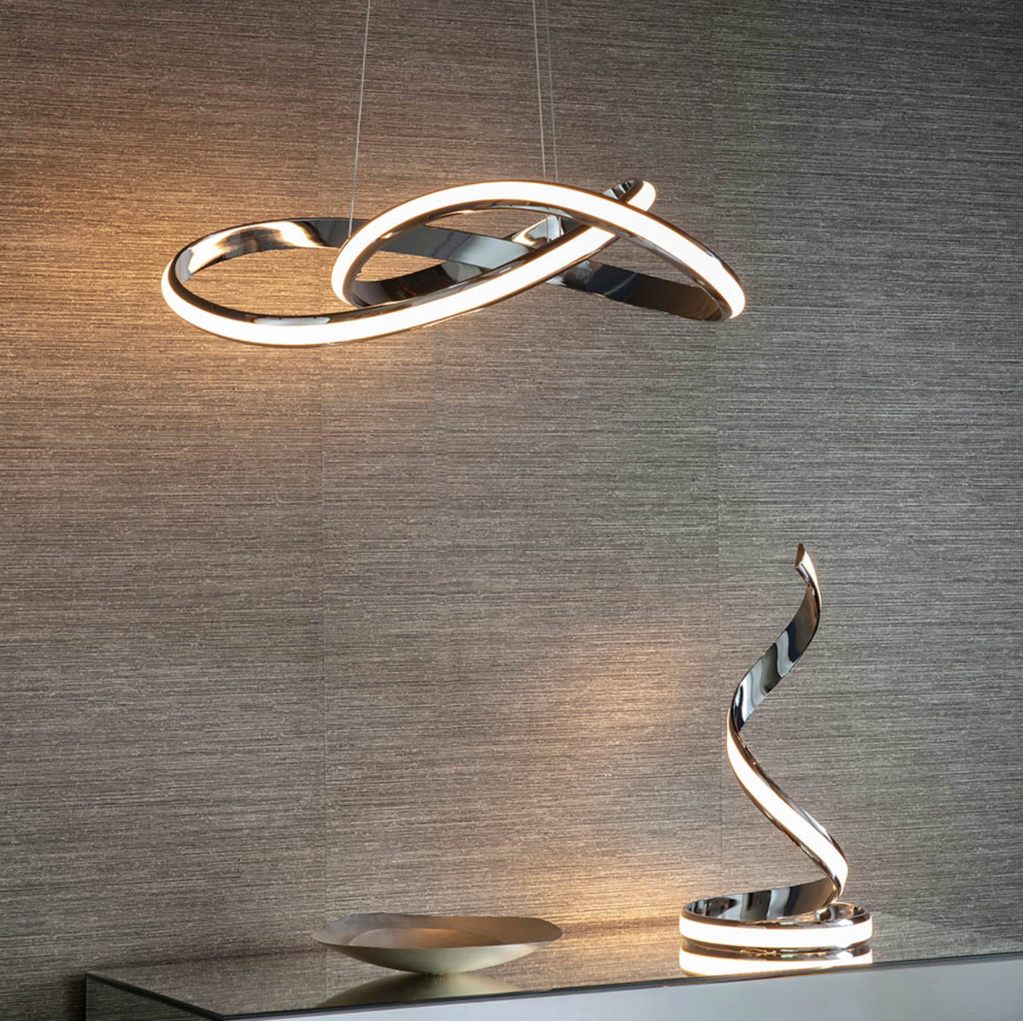 MBL Ari polished chrome curved LED pendant - ID 14093