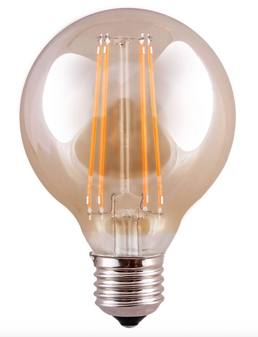 95mm Vintage Straight Filament, E27 8W 2200K Amber Globe Lamp ID 13099