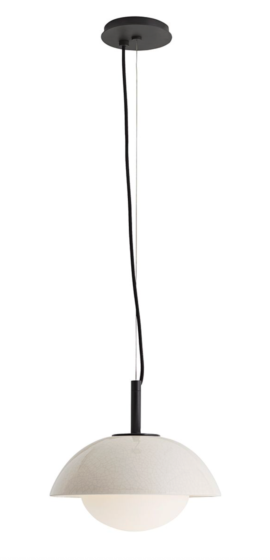 EFL Ceramic Ivory Stained Crackle & Blackened Steel Pendant Light - ID 14257
