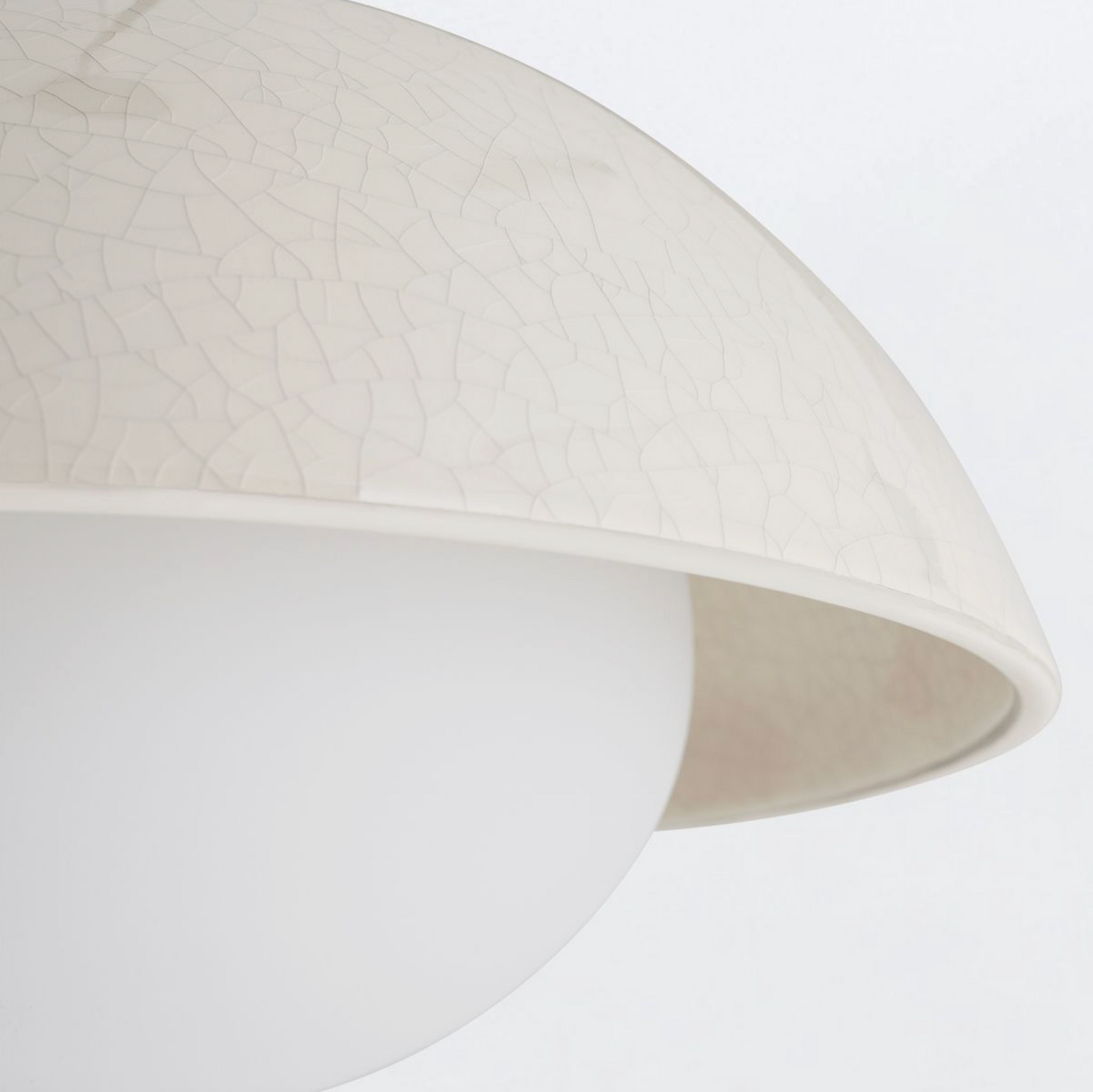 EFL Ceramic Ivory Stained Crackle & Blackened Steel Pendant Light - ID 14257
