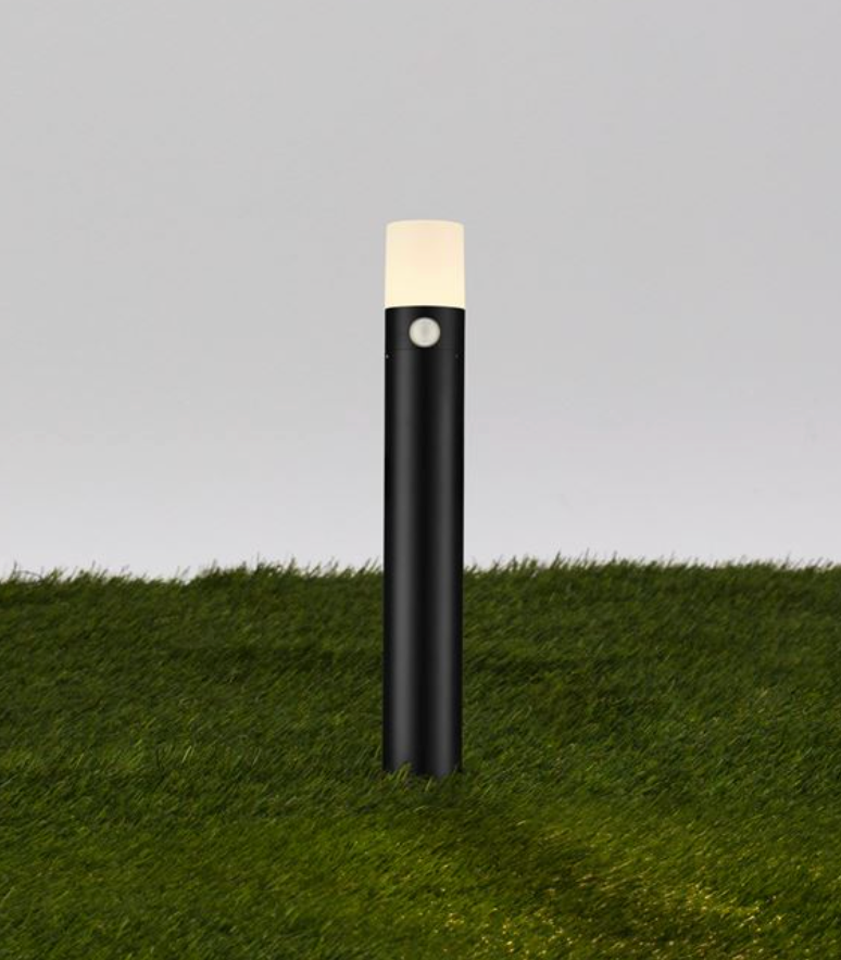 NL Outdoor IP65 Sandy Black Bollard Light with PIR Sensor - ID 12543-V2