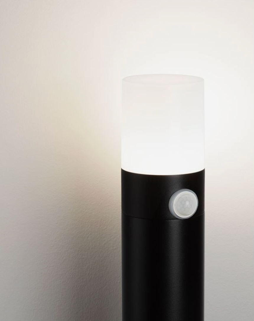 NL Outdoor IP65 Sandy Black Bollard Light with PIR Sensor - ID 12543-V2