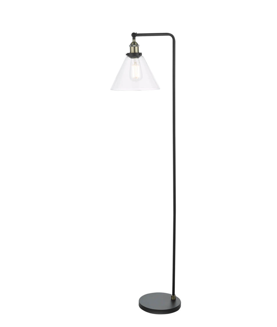 Antique Brass and Glass Floor Lamp - ID 14288-V2