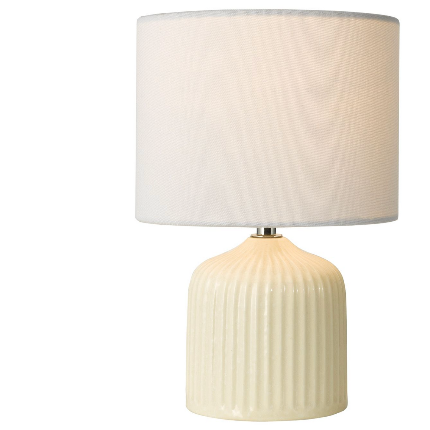 Cream Ceramic Table Light with White Linen Drum shade - ID 13990