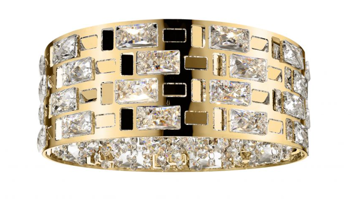 DIR Gold & Crystal 5 x G9 38cm Diameter Flush Ceiling Light - ID 14307