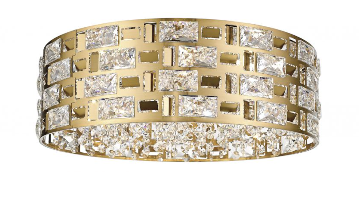 DIR Gold & Crystal 6 x G9 45cm Diameter Flush Ceiling Light - ID 14308