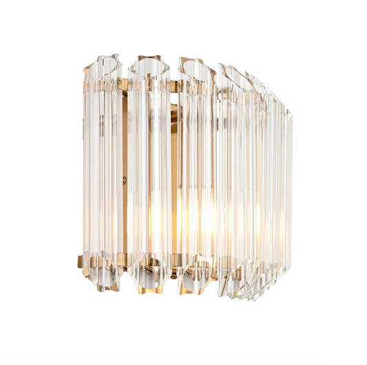 MBL brushed brass & angled cut glass wall light - ID 14385