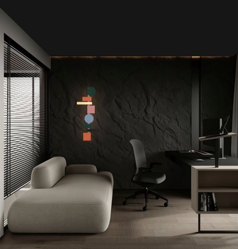 NL Multi Colour Geometric Back Lighting Wall Light Tall - ID 14428