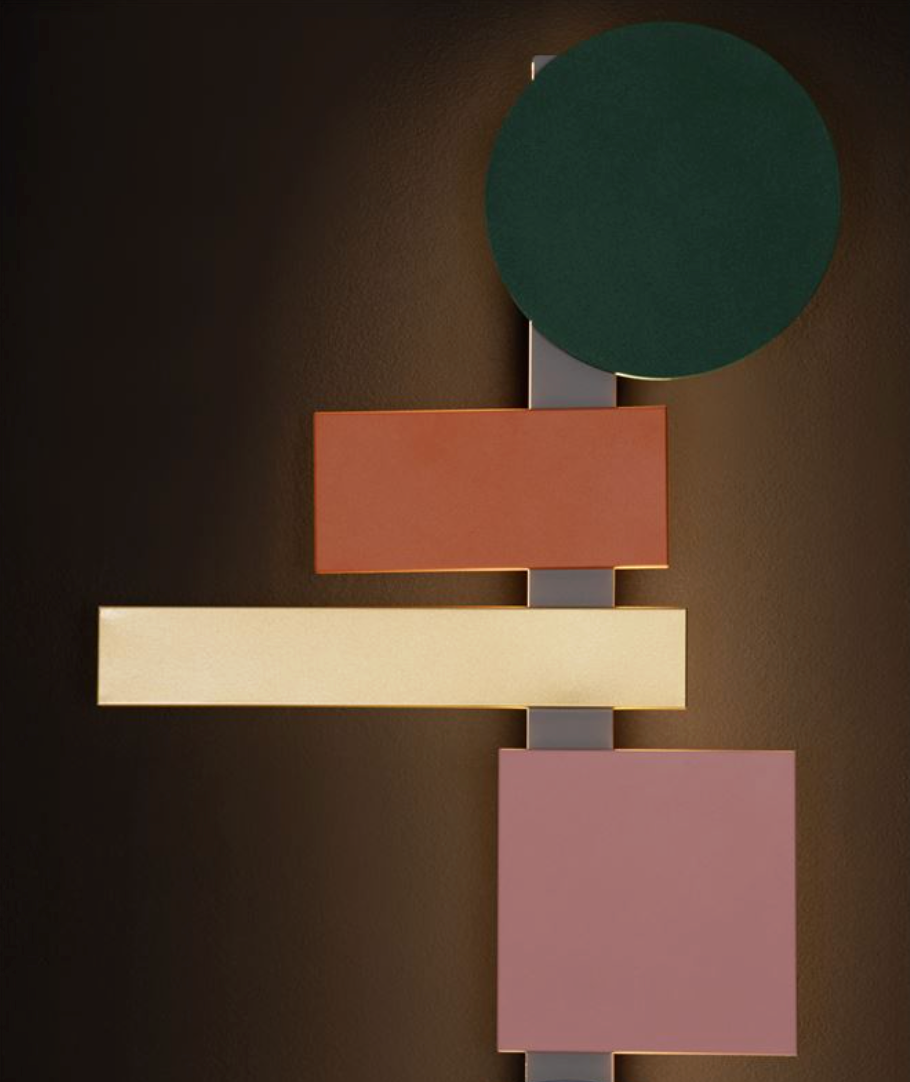 NL Multi Colour Geometric Back Lighting Wall Light Tall - ID 14428