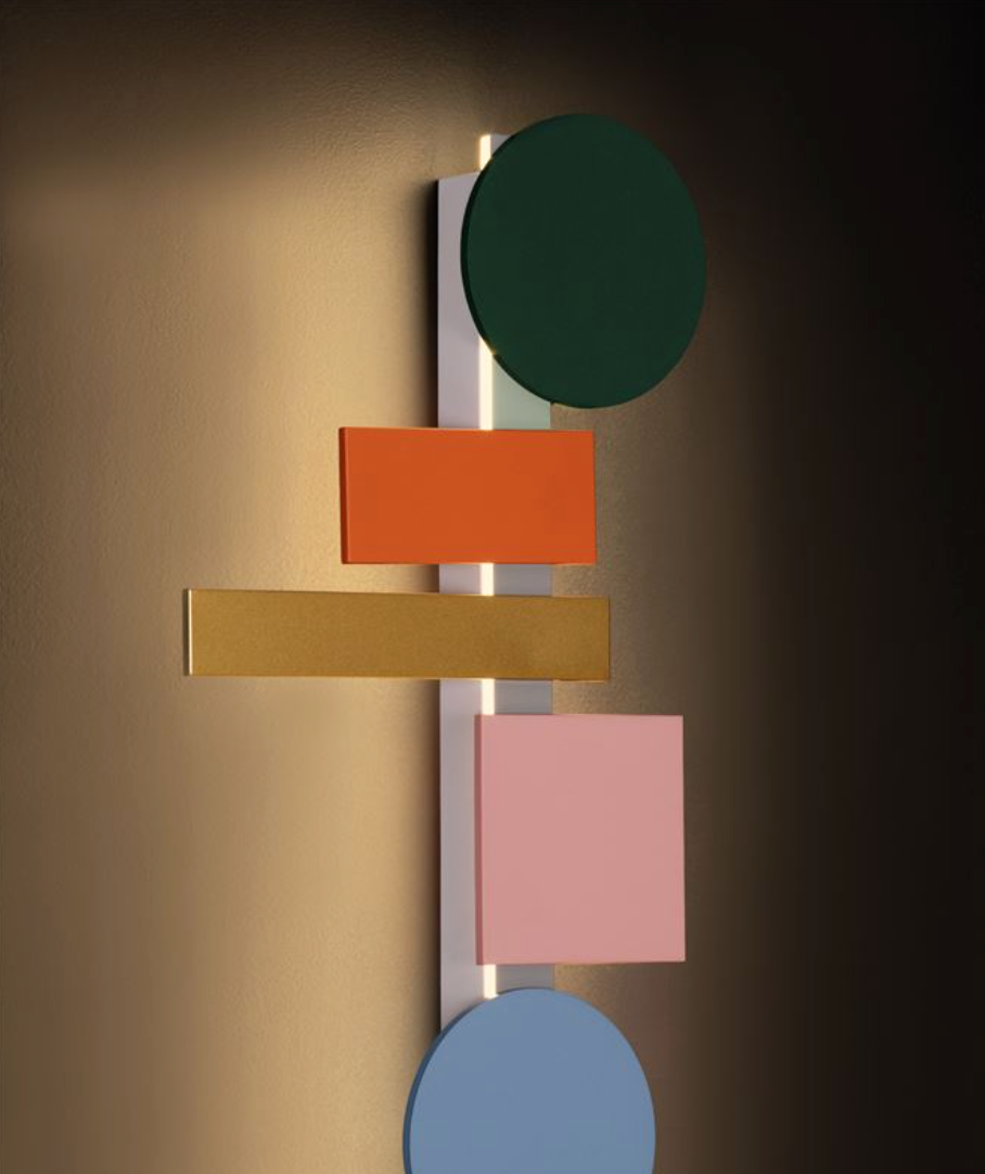 NL Multi Colour Geometric Back Lighting Wall Light Tall - ID 14428