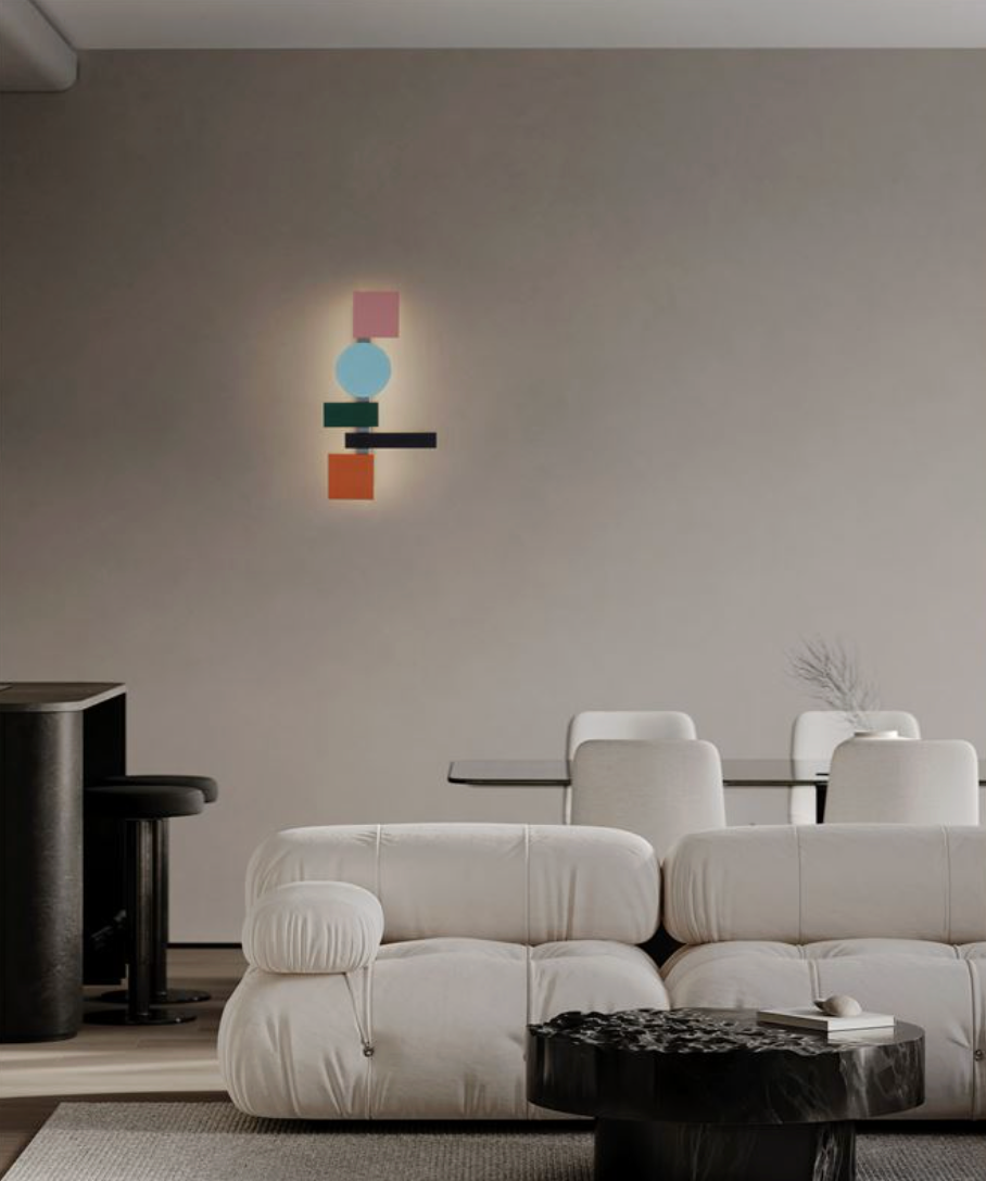 NL Multi Colour Geometric Back Lighting Wall Light Short - ID 14429