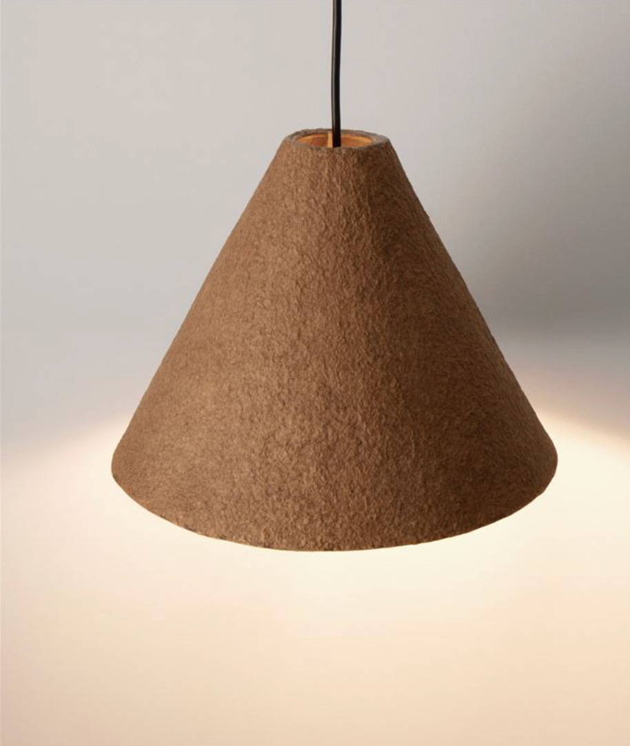 NL Joeller Oak Papier-Mâché Conical Pendant 30cm Diameter - ID 14455