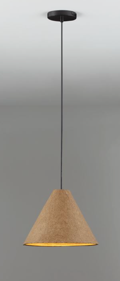 NL Joeller Oak Papier-Mâché Conical Pendant 30cm Diameter - ID 14455