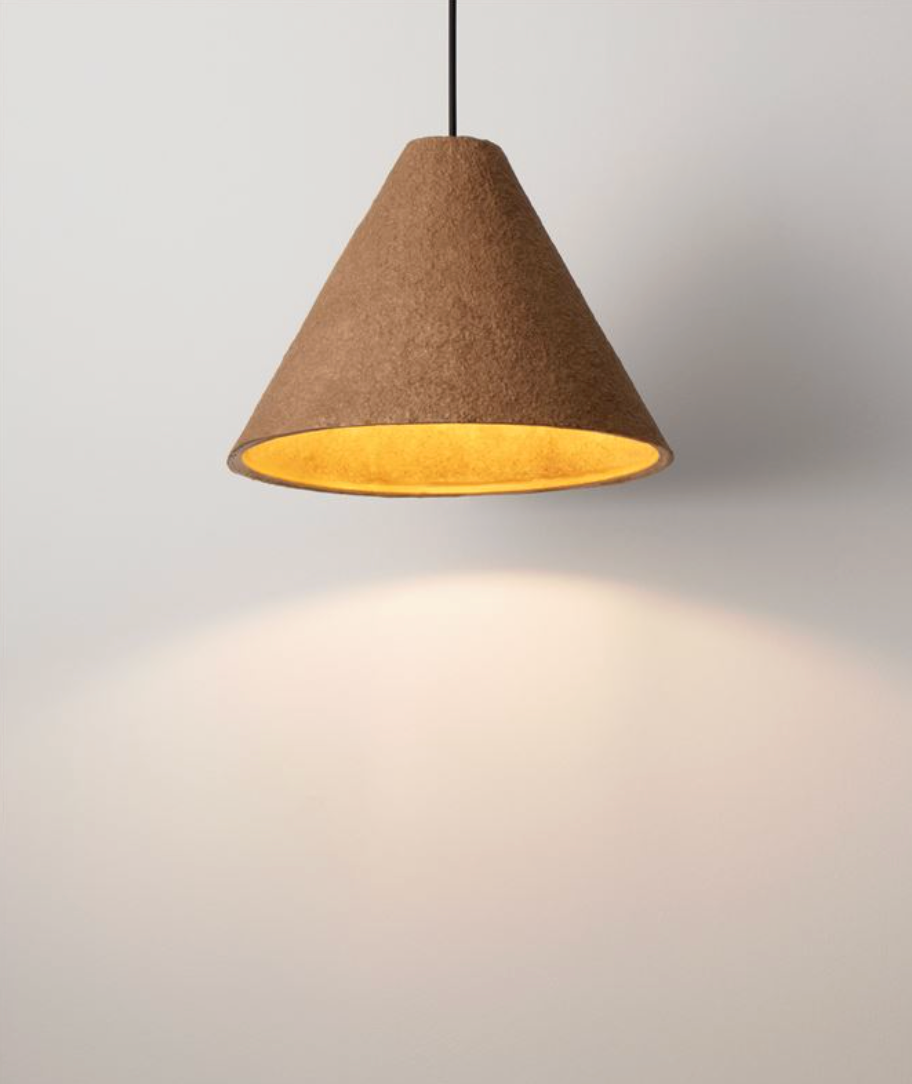 NL Joeller Oak Papier-Mâché Conical Pendant 30cm Diameter - ID 14455