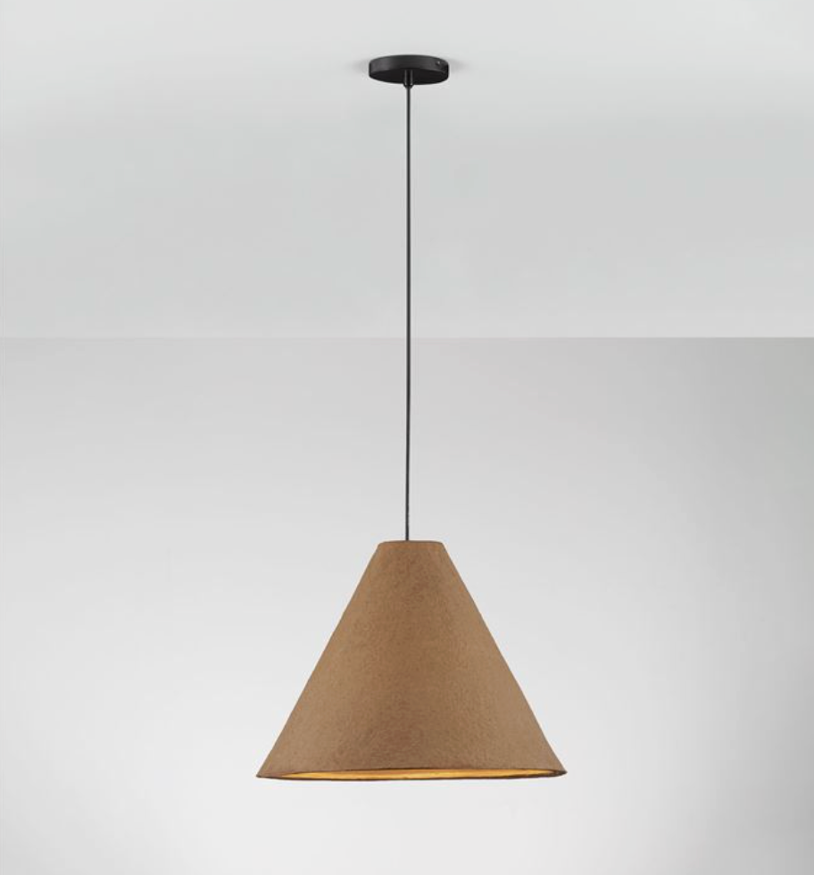 NL Joeller Oak Papier-Mâché Conical Pendant 45cm Diameter - ID 14456