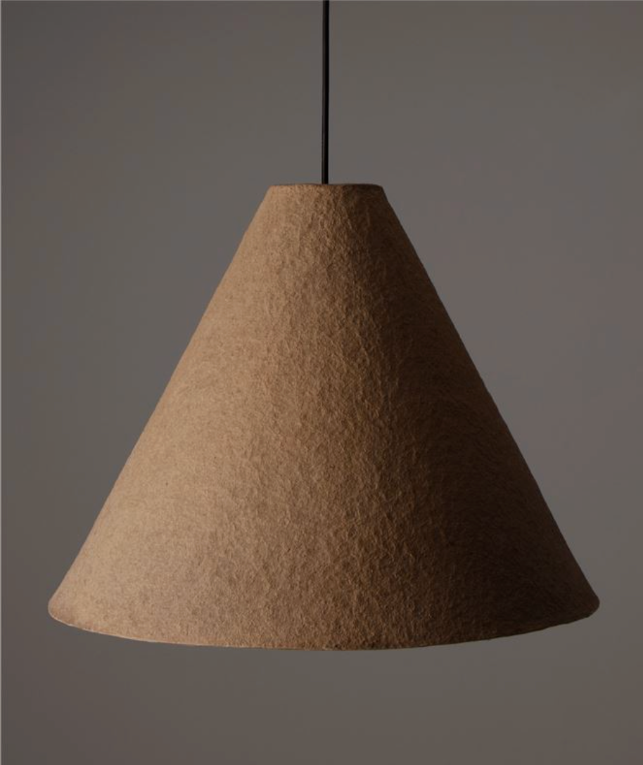 NL Joeller Oak Papier-Mâché Conical Pendant 45cm Diameter - ID 14456