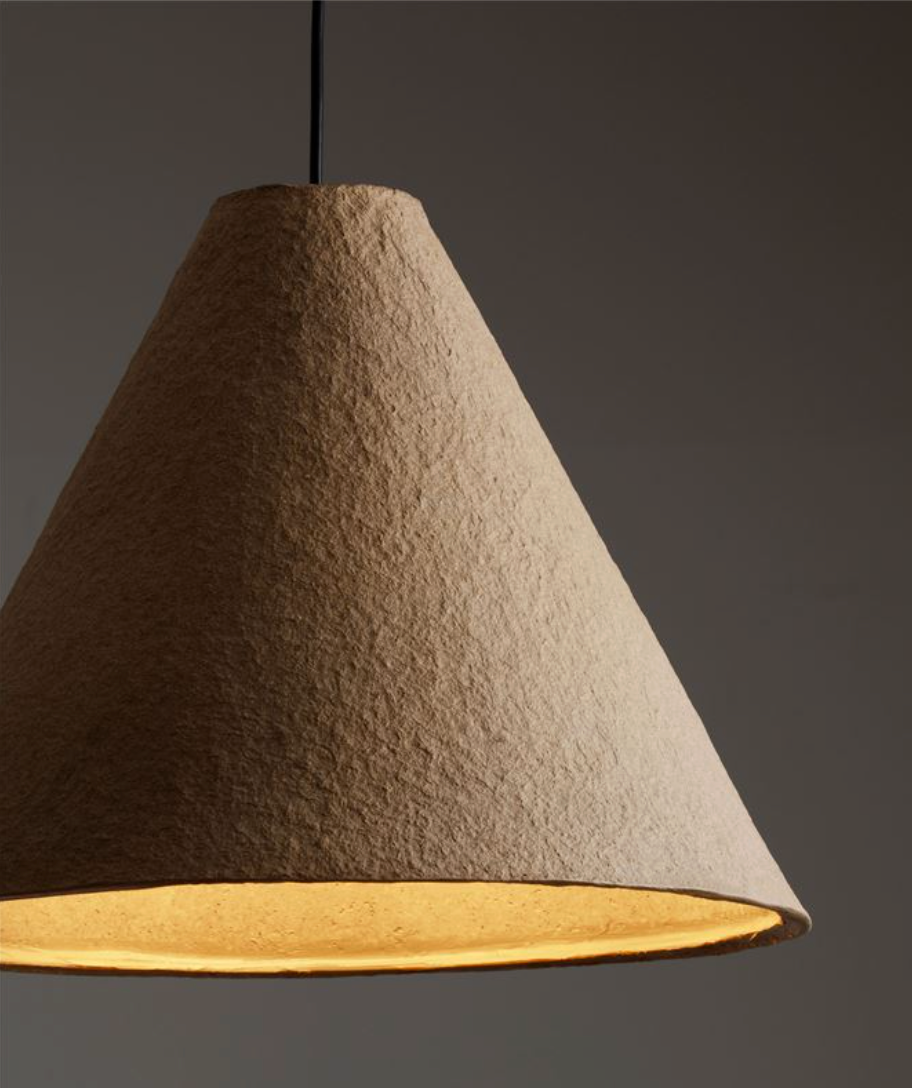 NL Joeller Oak Papier-Mâché Conical Pendant 45cm Diameter - ID 14456