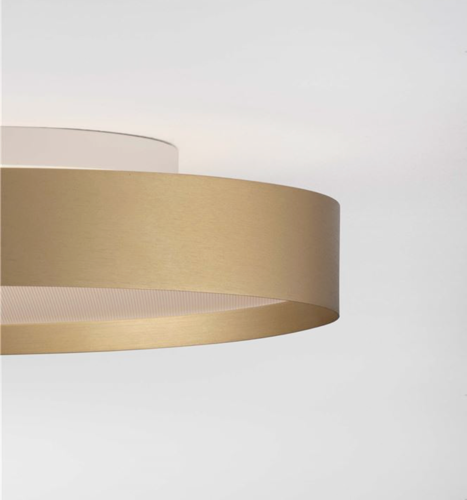 NL Roiy Brushed Gold Semi Flush Round Ceiling Light 40cm - ID 14459