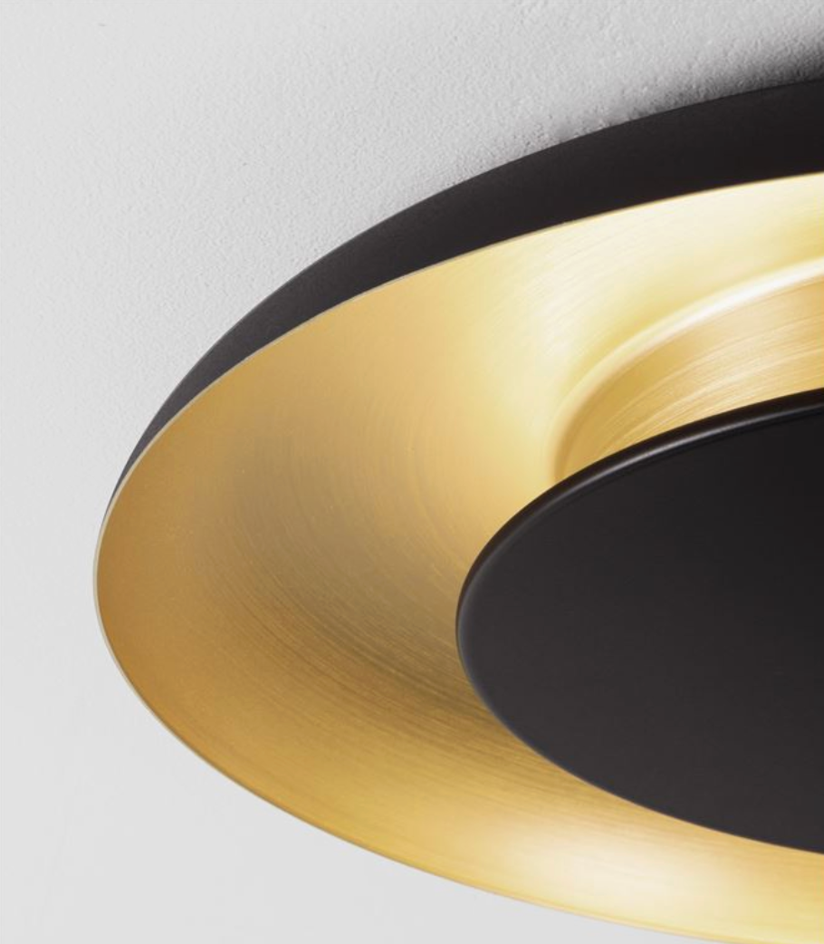 NL Eposi Black & Brushed Gold Semi Flush Round Ceiling Light 60cm - ID 14468