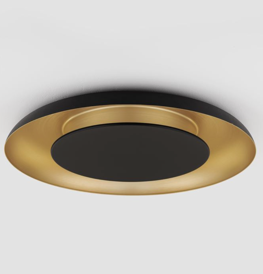 NL Eposi Black & Brushed Gold Semi Flush Round Ceiling Light 60cm - ID 14468