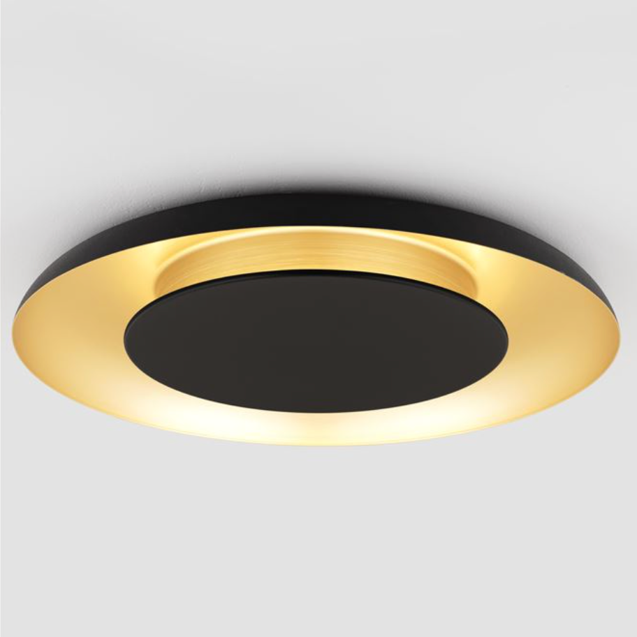 NL Eposi Black & Brushed Gold Semi Flush Round Ceiling Light 60cm - ID 14468