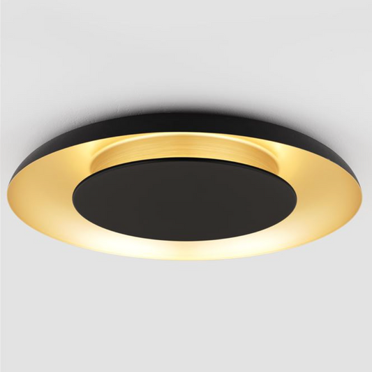 NL Eposi Black & Brushed Gold Semi Flush Round Ceiling Light 60cm - ID 14468