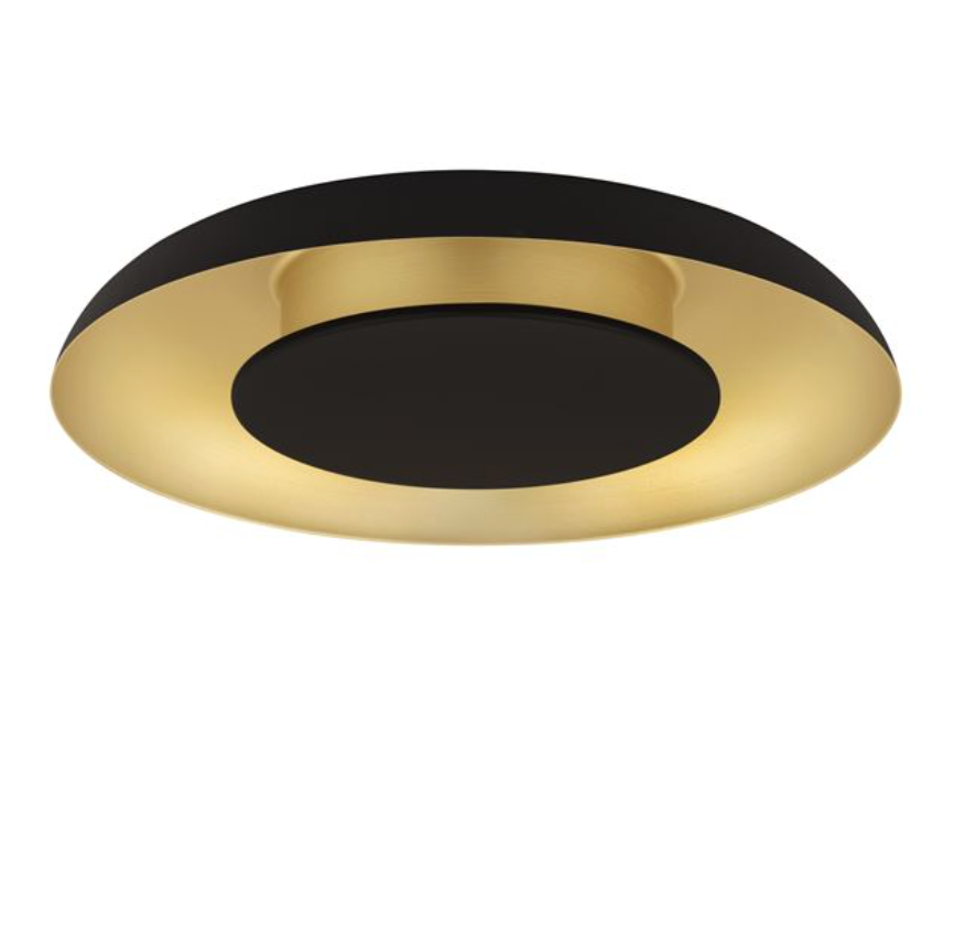 NL Eposi Black & Brushed Gold Semi Flush Round Ceiling Light 40cm - ID 14467