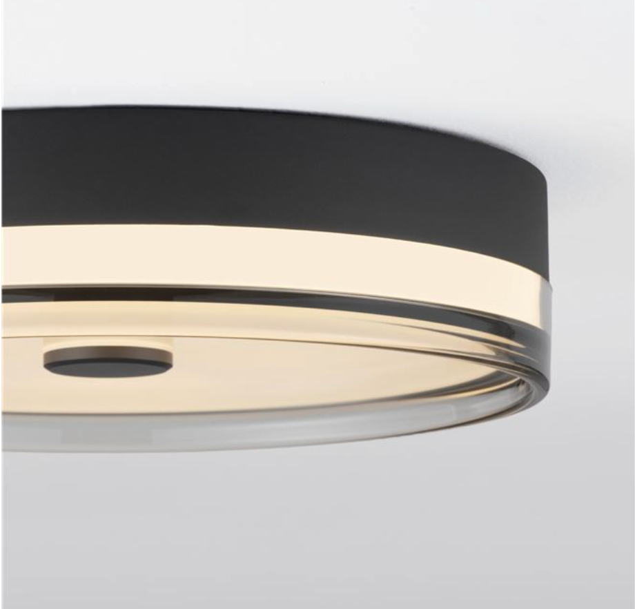 NL Helio Sandy Black & Smoked Semi Flush Round Ceiling Light 40cm - ID 14484