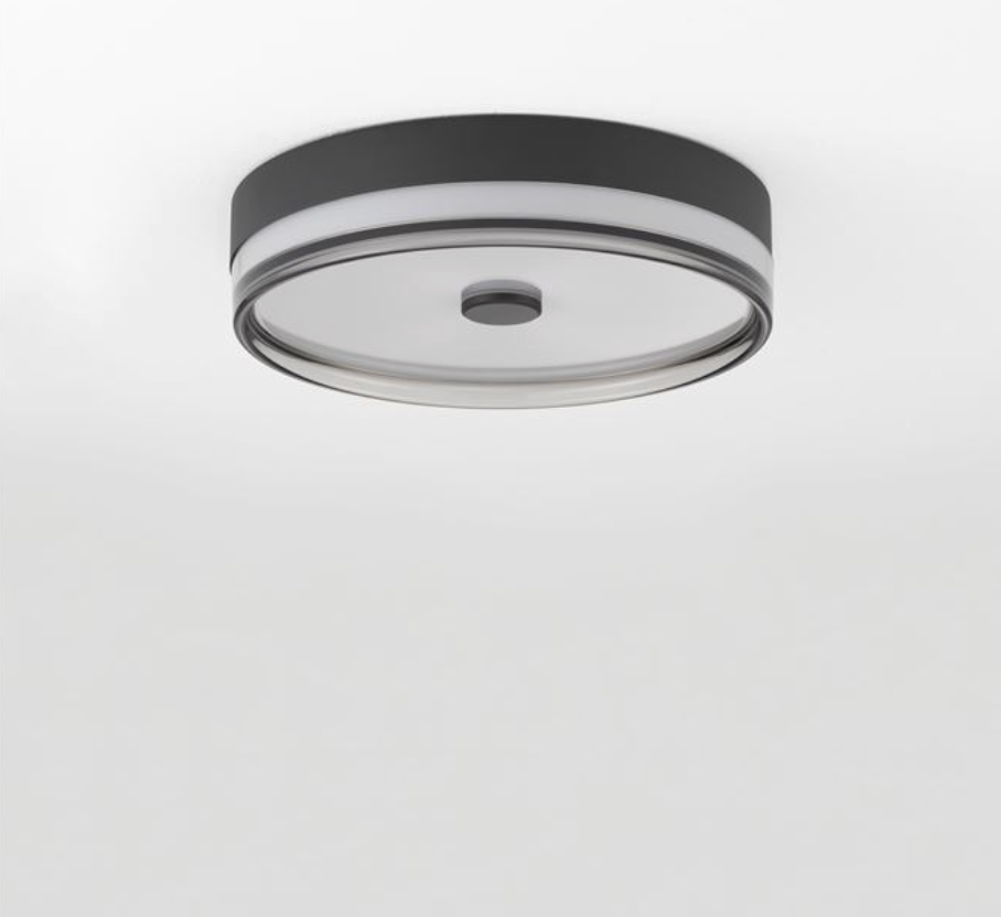 NL Helio Sandy Black & Smoked Semi Flush Round Ceiling Light 40cm - ID 14484