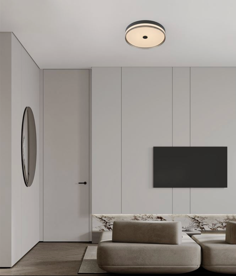 NL Helio Sandy Black & Smoked Semi Flush Ceiling Light 50cm - ID 14486