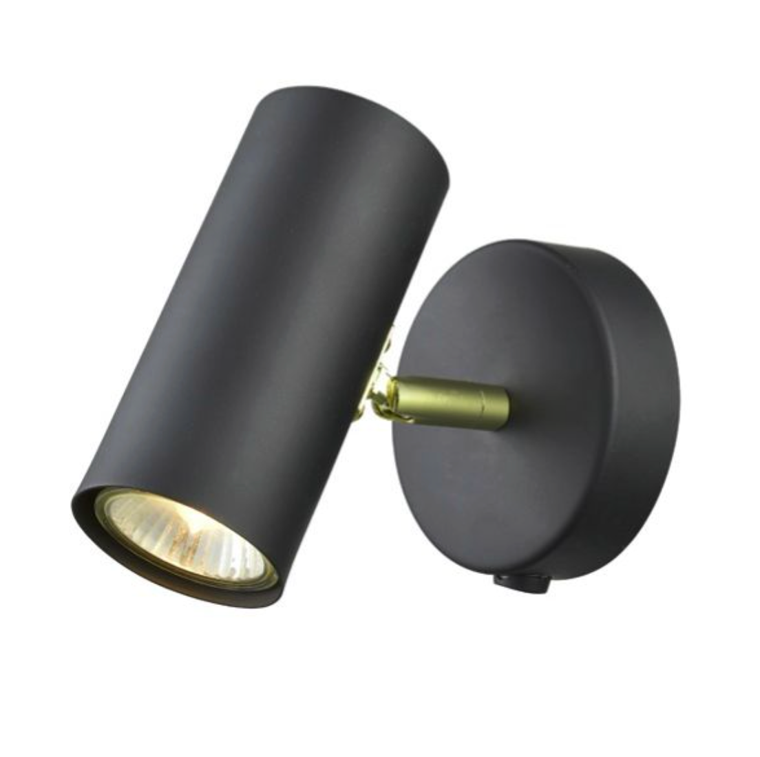 Lass Wall (or Ceiling) Black & Brass GU10 Spot Light with Switch ID 14601