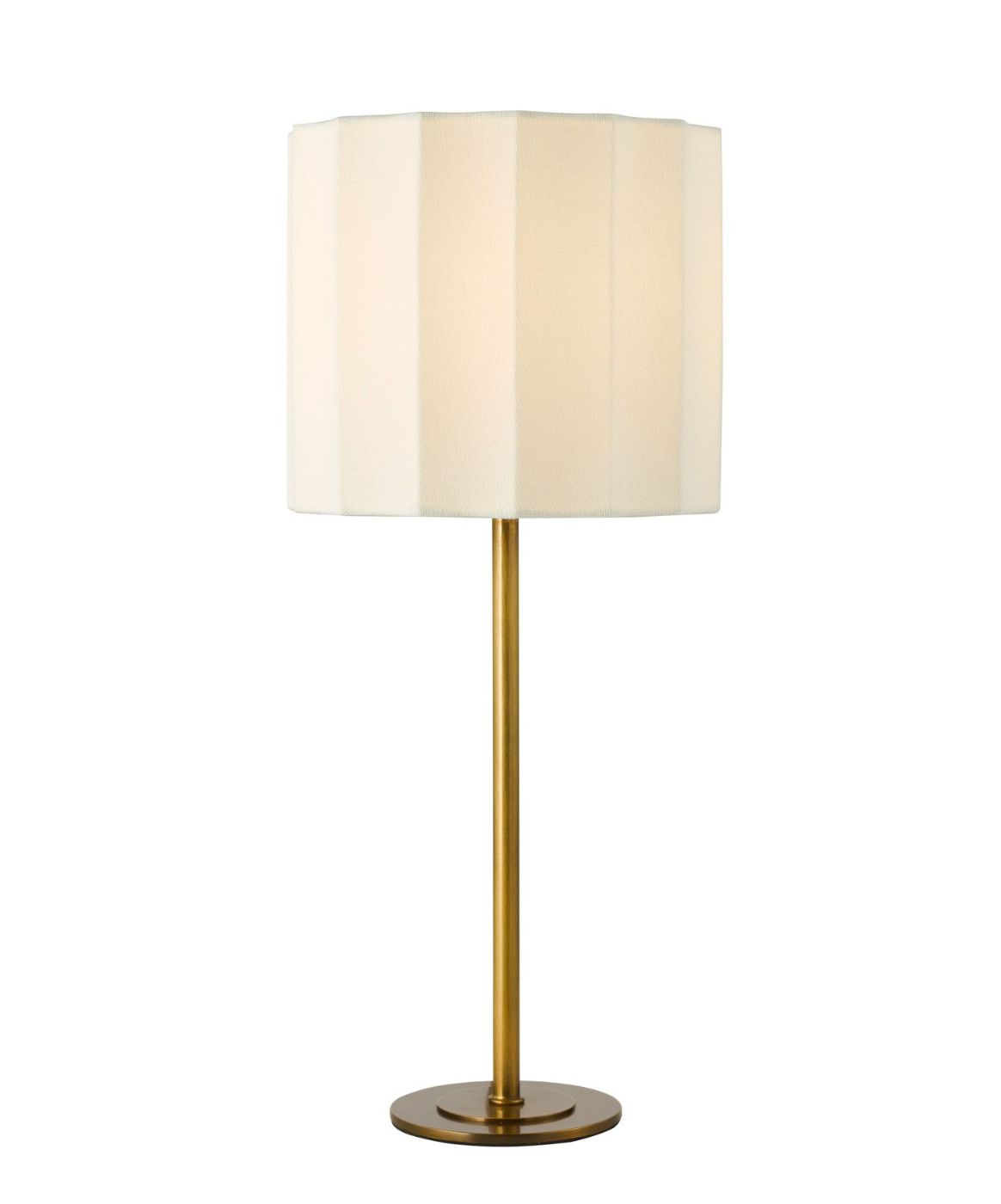 Antique Brass Table Lamp With Scallop Shade - ID 14634