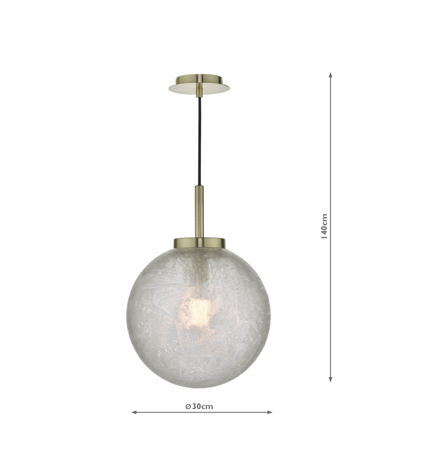 AVA Satin Brass & Ornate Frosted Grass Single Pendant - ID 10987