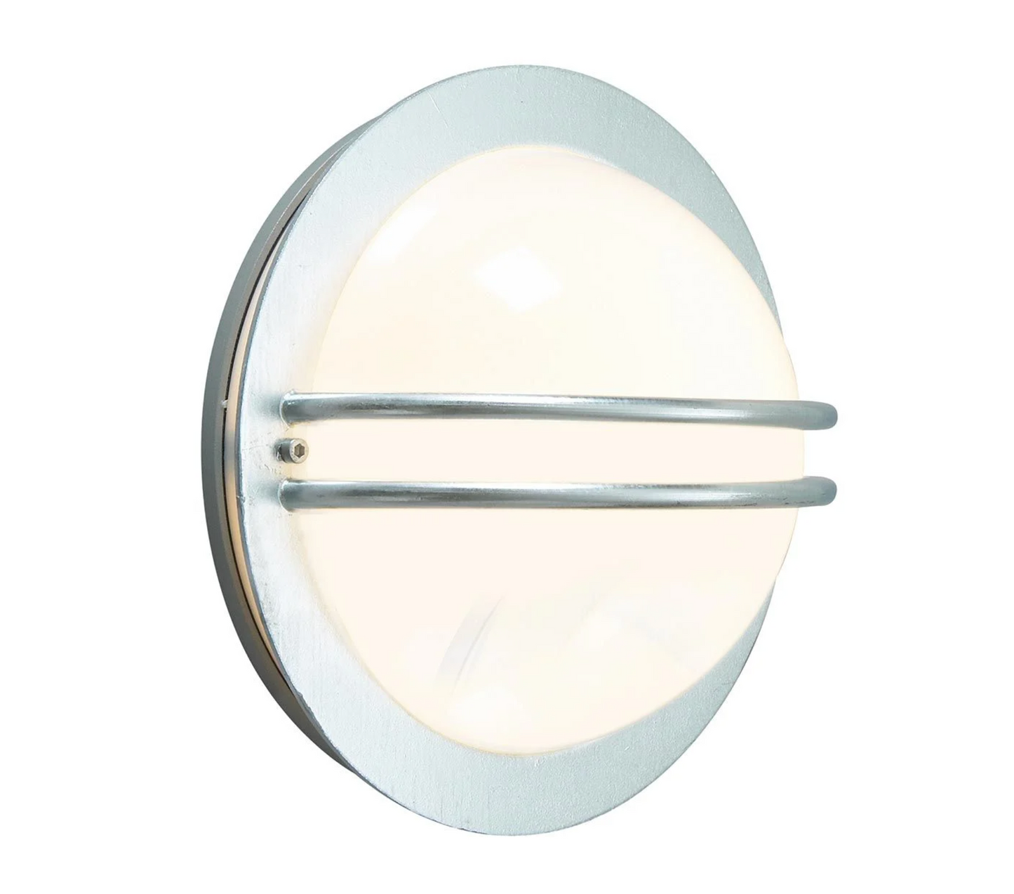 Exterior Eye Bulkhead 1lt Wall Light Galvanised/Opal - ID 14638